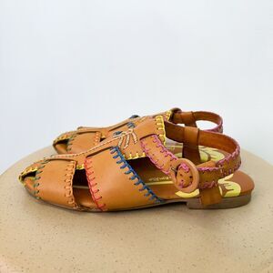 Farm Rio Anthropologie Colorful Whipstitch Palm Tree Freshman Style Closed Toe A